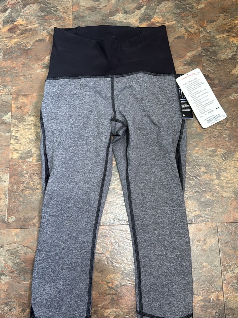 lululemon athletica Girls' Black Waistband Gray Leggings